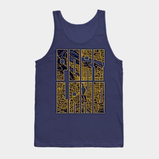 Portland, USA City Map Typography - Gold Art Deco Tank Top